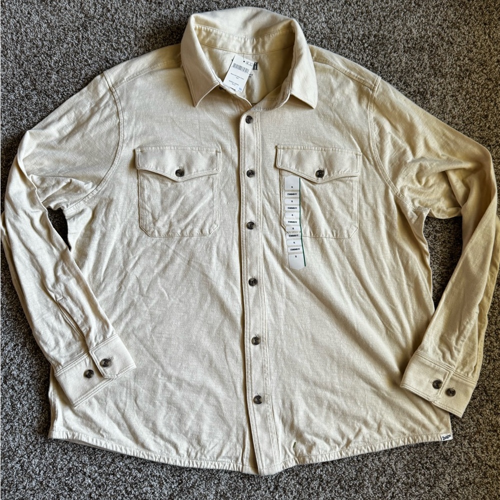 DULUTH TRADING Shirt Mens Long Sleeve Heavy Weight Button Down XL Yellow Cotton